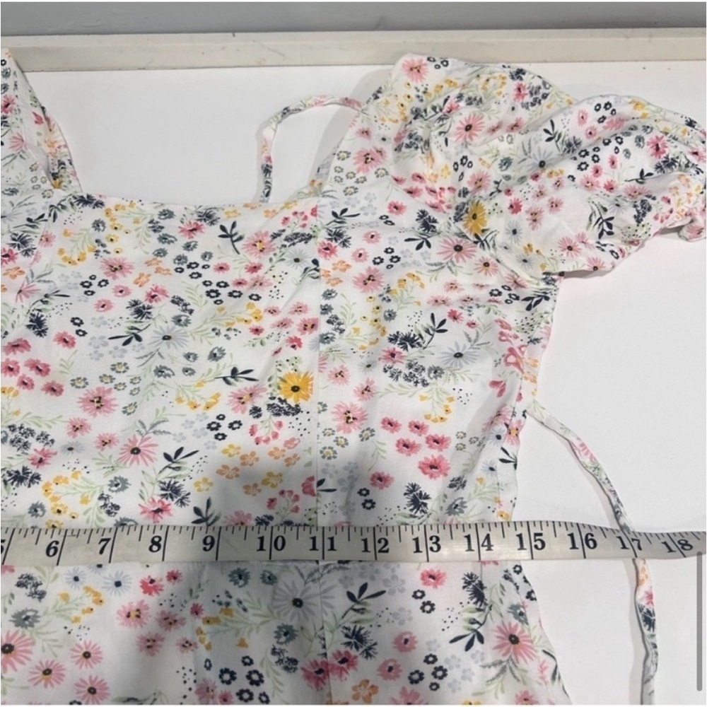 Influence Square-Neck Floral Midi Dress with Puff Sleeves - Picture 11 of 16